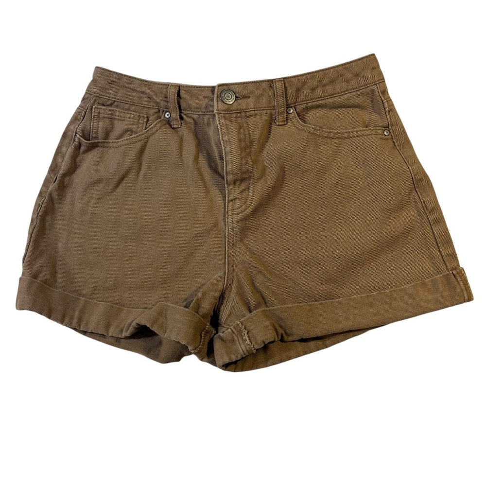 RSQ Womens Super High Rise Mom Shorts Brown Tan Cotton Denim Size 28 High Waist